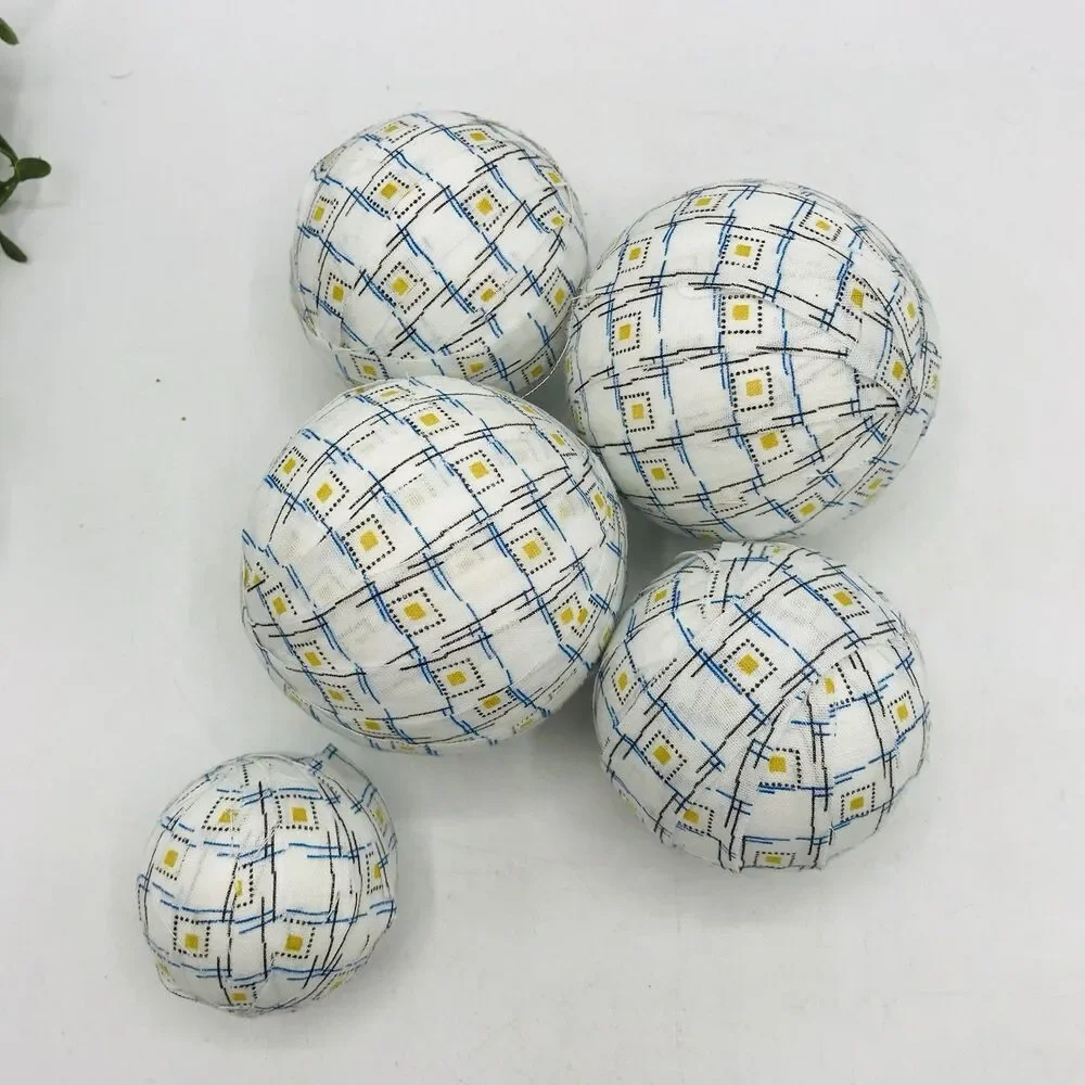 Lot of 5 Styrofoam Fabric Covered Coffee Table Balls Handmade Balls Only NO DISH